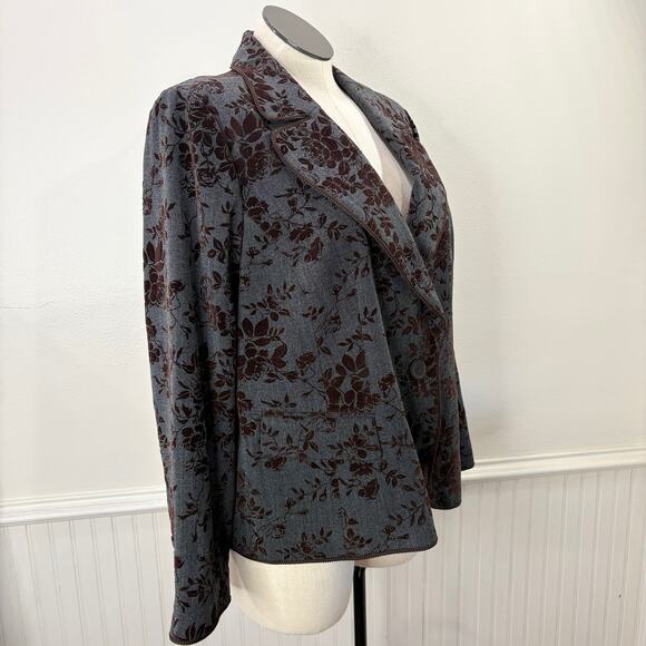 Caslon Size 18W Blazer Jacket Velvet Flocked Floral Indie Whimsigoth Dark Fairy - Picture 12 of 13